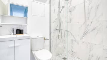 Hair dryer, towels, toilet paper