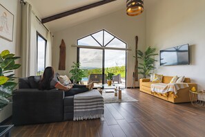 Smart TV, books, music library, stereo