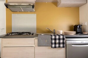 Fridge, microwave, stovetop, dishwasher