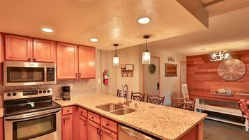 Fridge, microwave, oven, dishwasher