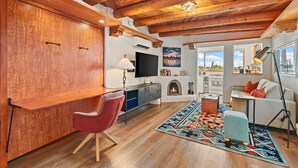 Living area - Restored Adobe Casita · Big Views · Walk to Plaza (Santa Fe)