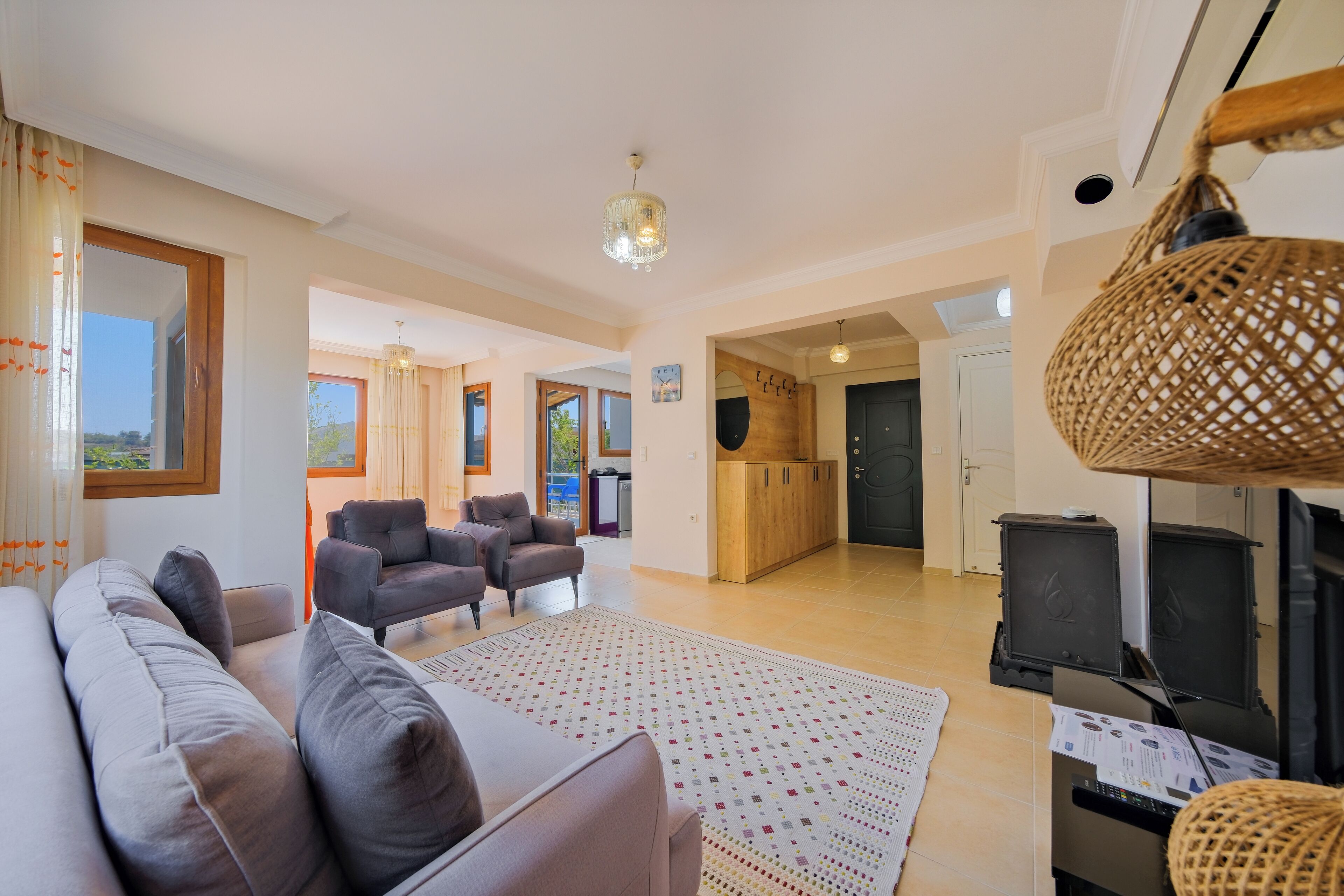 Family Villa, 4 Bedrooms, Private Pool, Sea View | Living area | Flat-screen TV