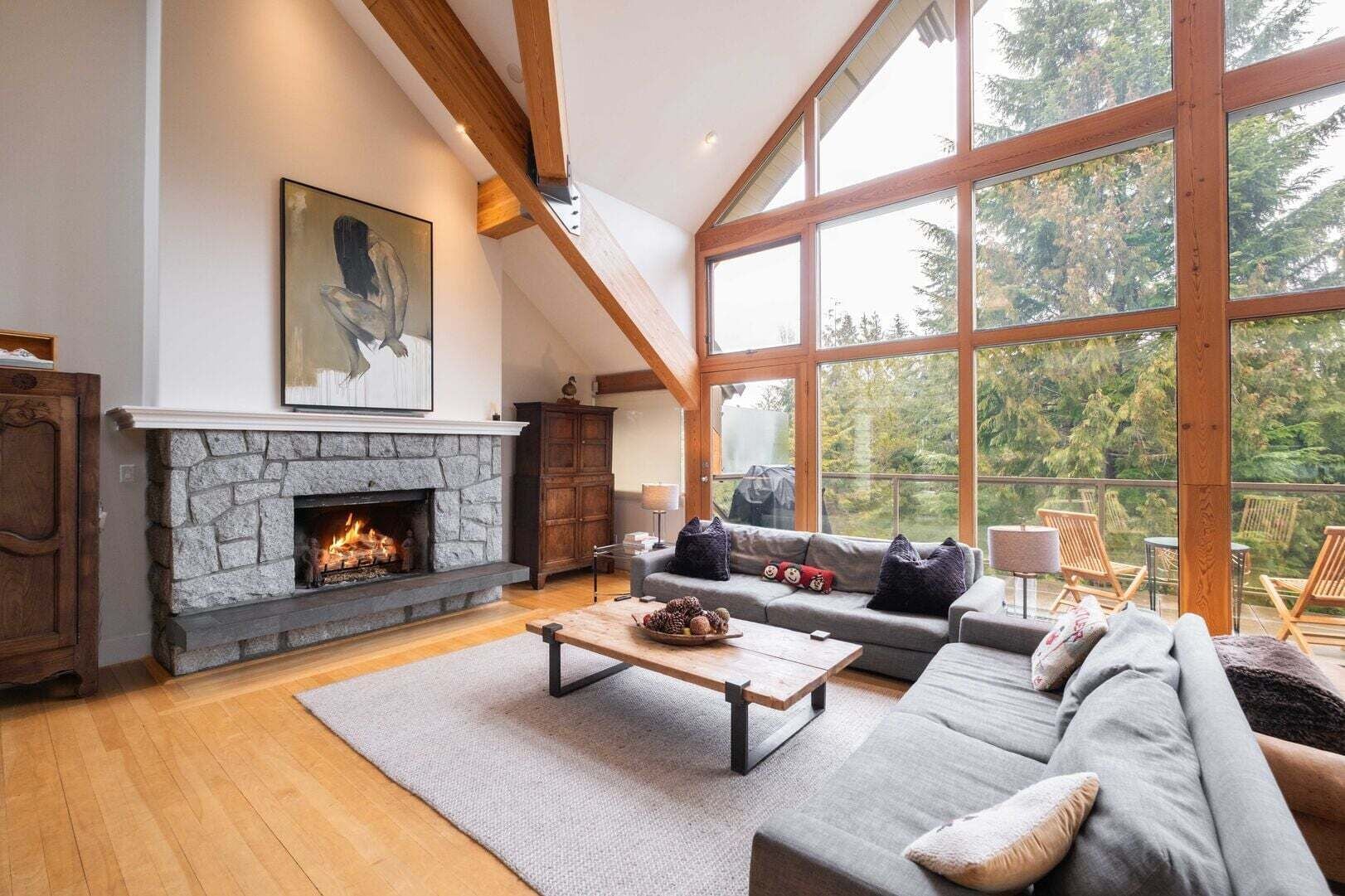 Televisión y chimenea 