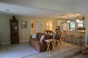 TV connectée, cheminée, livres