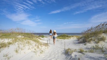 On the beach, kayaking, motor boating, fishing