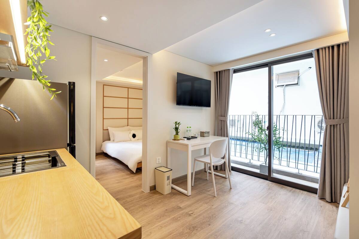 Tatami Junior One-bedroom Suite Balcony | Wi-Fi ฟรี, ผ้าปูที่นอน