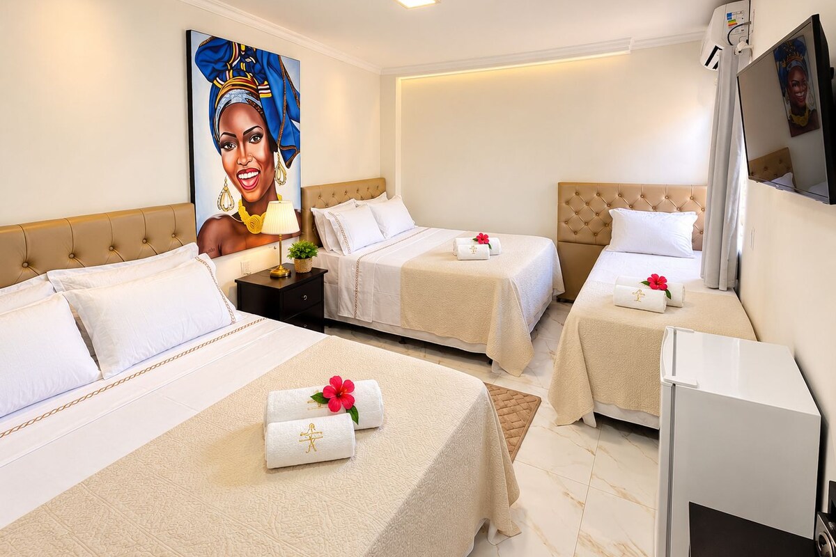 Luxury Quadruple Room, Courtyard View | Premium bedding, minibar, in-room safe, free WiFi