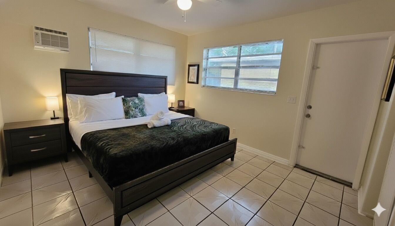 2 bedrooms, desk, iron/ironing board, travel crib
