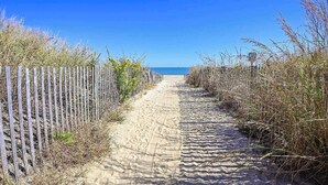 A sandy pathway flanked by wooden fences leading to a beach. - Ocean Block-Uptown -Northside Park-Sleeps 6 (Ocean City)
