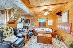 House (1 Bedroom) | Interior - Patio & Fire Pit: Charming Cabin in Roaring Gap! (Roaring Gap)