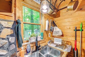 House (1 Bedroom) | Interior - Patio & Fire Pit: Charming Cabin in Roaring Gap! (Roaring Gap)