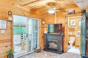 House (1 Bedroom) | Interior - Patio & Fire Pit: Charming Cabin in Roaring Gap! (Roaring Gap)