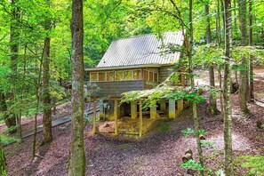 House (1 Bedroom) | Interior - Patio & Fire Pit: Charming Cabin in Roaring Gap! (Roaring Gap)