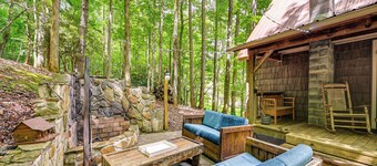 Patio & Fire Pit: Charming Cabin in Roaring Gap!