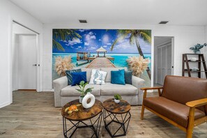 Télévision, cheminée, jeux vidéo, baby-foot