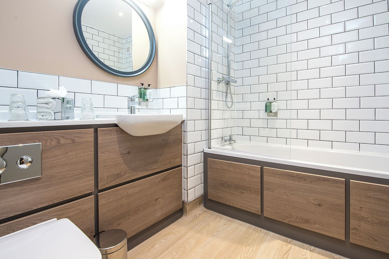 Eco-friendly toiletries, hair dryer, towels, shampoo