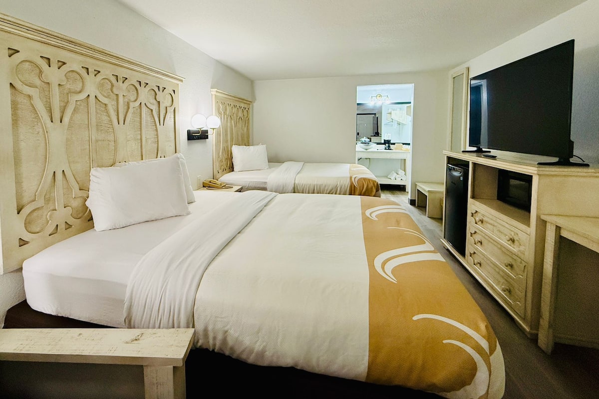 Premium bedding, down duvets, memory-foam beds, desk