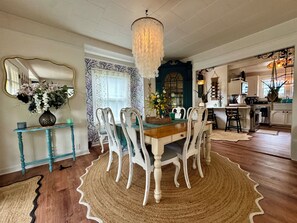 Dining - Beachy Chic Seaside Retreat-gas fireplace & firepit, steps to beach, prom & town (Seaside)