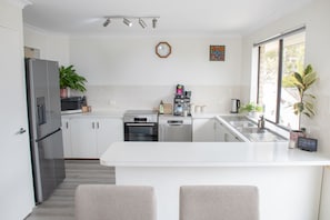 Microwave, oven, stovetop, coffee/tea maker