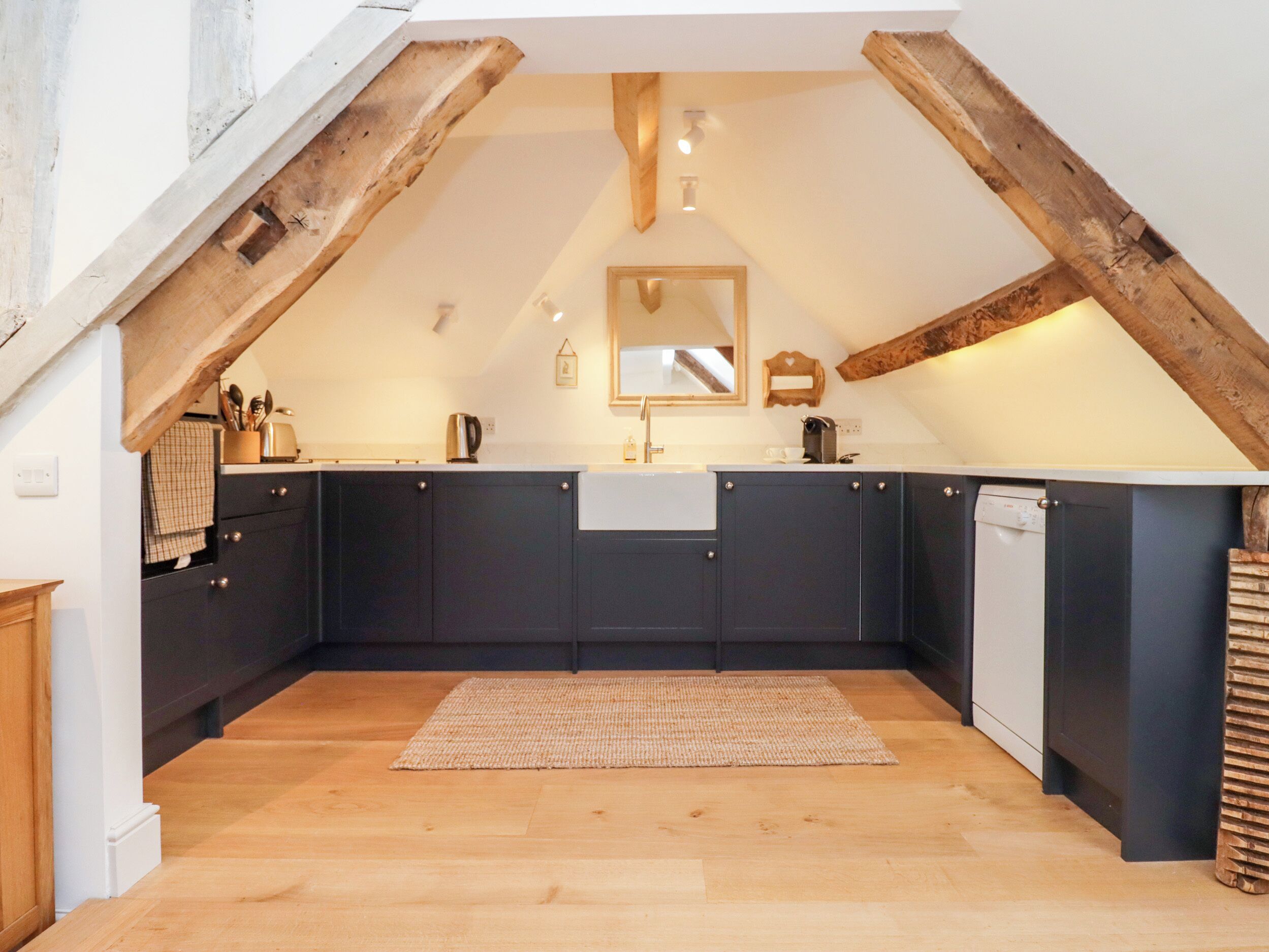 Fridge, dishwasher, electric kettle, toaster