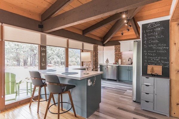 Cabin, 1 King Bed, Patio, Mountain View (Glass House Elk Rim Pine) | Private kitchen | Coffee/tea maker