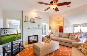 House, Multiple Beds, Pool Access, City View (Michigan 2 Sun Lakes) | Living area | Fireplace - Michigan 2 Sun Lakes (Chandler)