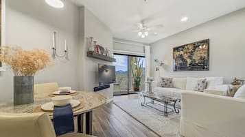Condo, 1 Queen Bed, Pool Access, Mountain View (Saguaro #202 Fountain Hills) | Living area | Fireplace