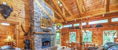 Télévision, cheminée, jeux vidéo, baby-foot