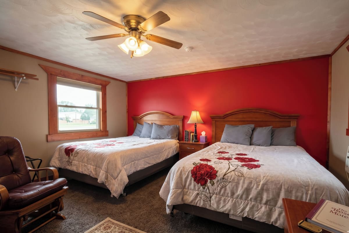 Room, 2 Queen Beds, Non Smoking | Desk, iron/ironing board, free WiFi, bed sheets