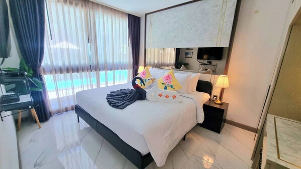 อพาร์ทเมนท์, 1 ห้องนอน, พร้อมสิ่งอำนวยความสะดวกสำหรับผู้พิการ, ระเบียง | 1 ห้องนอน