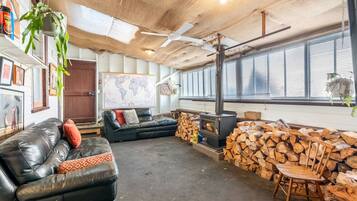 TV, fireplace