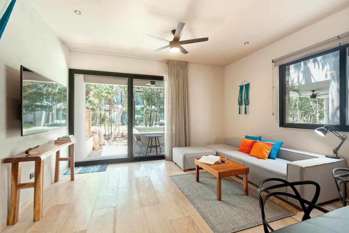 Exclusive Apartment, 2 Bedrooms, Private Pool, Park View (Attha B2) | Living area | 55-inch Smart TV with digital channels, Netflix, books