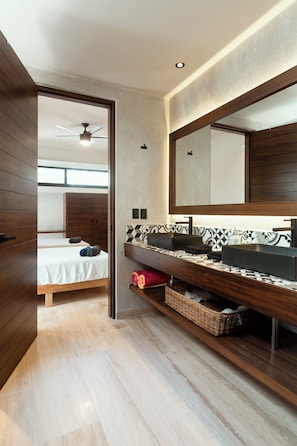 Exclusive Apartment, 2 Bedrooms, Private Pool, Park View (Attha B2) | Bathroom | Shower, rainfall showerhead, eco-friendly toiletries, hair dryer