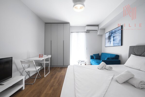 Studio, balkon | Babybedden (toeslag), gratis wifi, beddengoed