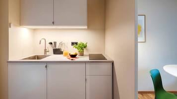 Microwave, stovetop, espresso maker, electric kettle