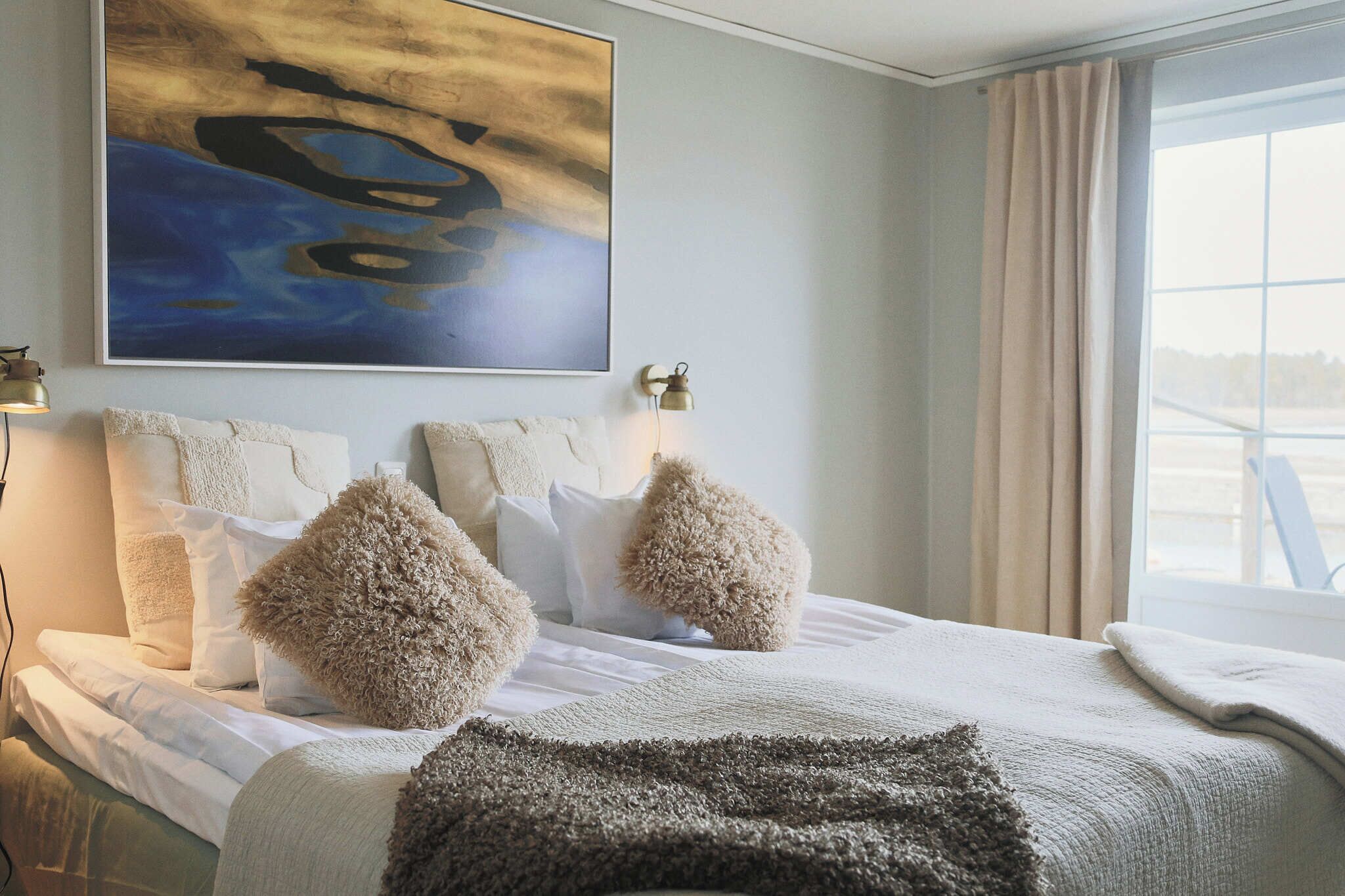 Design-Doppelzimmer, 1 Queen-Bett, Meerblick | Individuell dekoriert, individuell eingerichtet, Verdunkelungsvorhänge