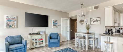 TV, fireplace, DVD player, offices