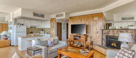 TV, fireplace, DVD player, offices
