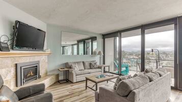 TV, fireplace, DVD player, offices