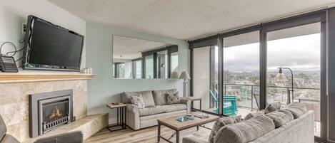 电视、壁炉、DVD 播放器、办公室