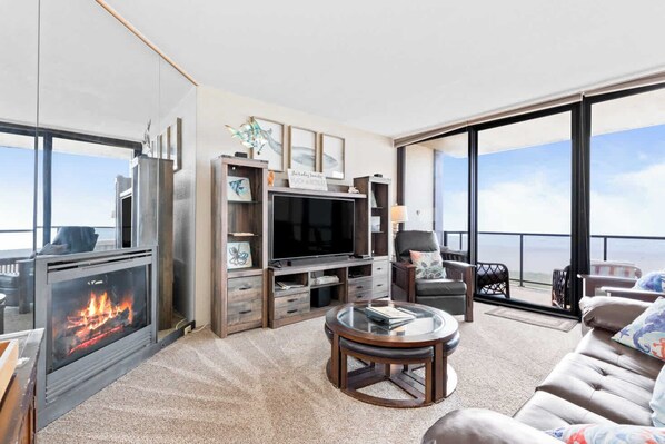 TV, fireplace, DVD player, offices