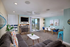 TV, fireplace, table tennis