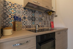 Fridge, microwave, oven, electric kettle