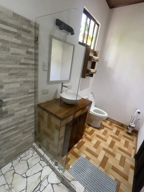 Regadera y papel de baño 