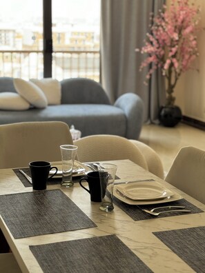 Dining - Charming 2-bedroom apartment with pool view WiFi and AC in lovely New Cairo City (New Cairo City)