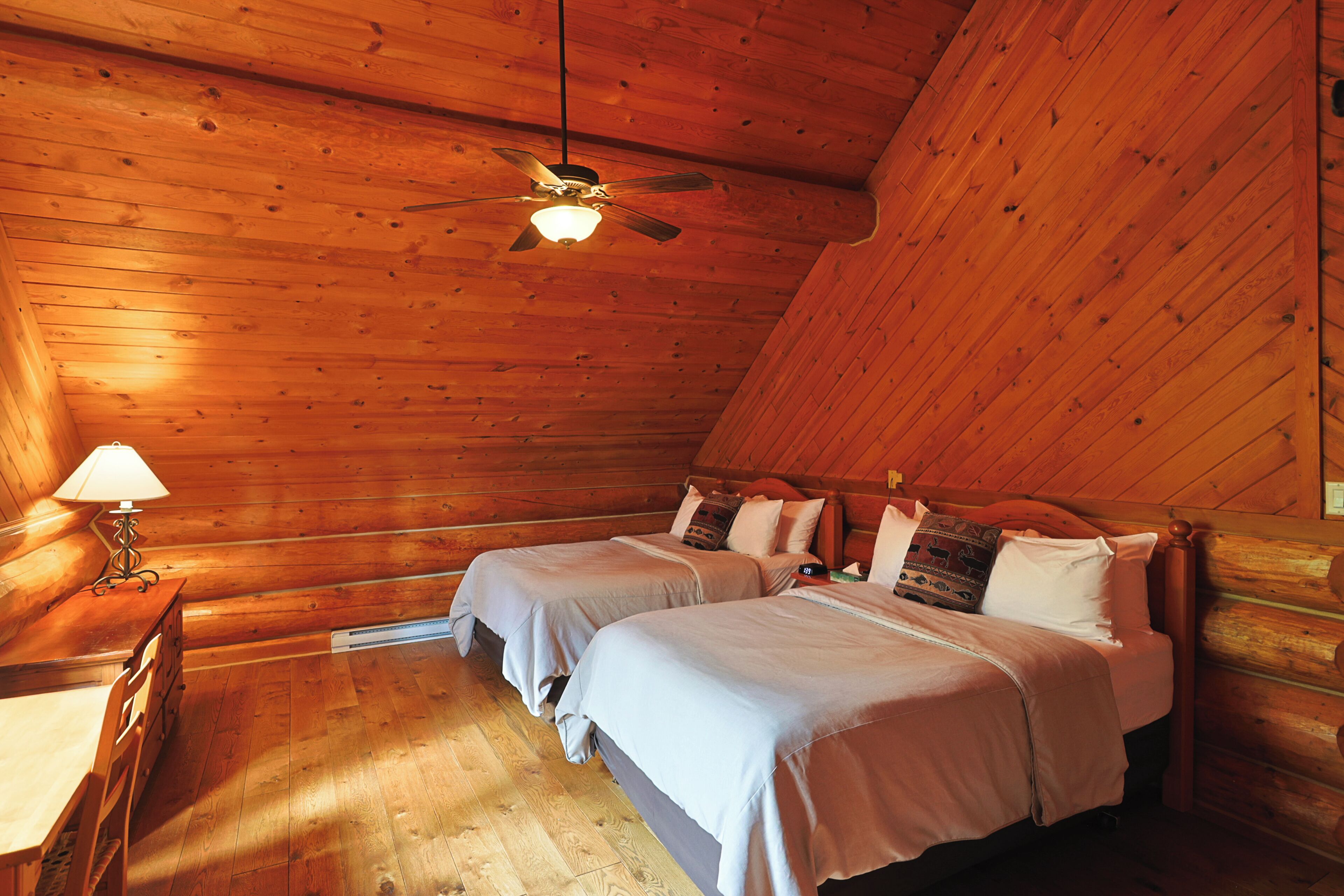 Deluxe Cabin, 2 Double Beds, Mountain View | In-room safe, desk, laptop workspace, blackout curtains