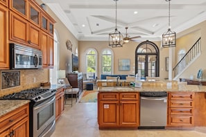 House, Multiple Beds, Pool Access, Garden View (89 Palmeira Way | Poseidon’s Grotto) | Private kitchen | Fridge, microwave, oven, stovetop - Poseidon's Grotto! 4BR 4.5ba Dog-friendly Heated Private Pool Grill Sleeps 12 (Santa Rosa Beach)