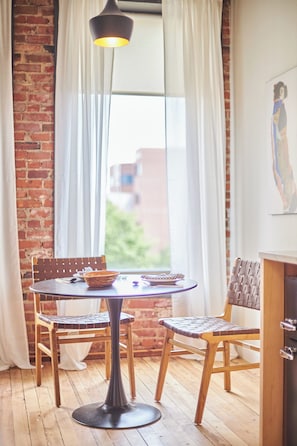 Dining - Charming European-style Studio in the Historic Orenge Building, Downtown Durham. (Durham)
