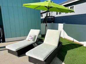 Terrace/patio - A Wave From It all - walk to beach - pool! (Holden Beach)