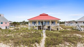 Exterior - Lowered Rates!-Beachfront, Pet Friendly, Hot Tub 4BR (St. George Island)